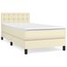 VidaXL Boxspringbed met matras, kunstleer, crèmekleurig, 90x200 cm