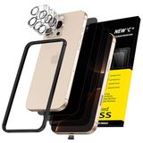 NEW'C Protecteur d'écran de confidentialité pour iPhone 16 Pro + 3 protecteurs d'objectif de caméra | 6 Pièces, 3x protecteurs d'écran + 3x protecteurs de caméra, Noir, Aide à l'installation incluse, Confidentialité 28°, Verre trempé