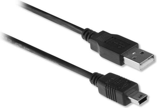 ACT USB 2.0 A naar USB mini B Kabel - Male to Male - 1.8 meter - Zwart - AC3050