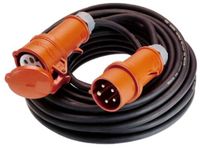 as - Schwabe 60521 CEE-Verlängerung 400V / 32A, 50m H07RN-F 5G4 mit Phasenwendestecker, schwarz, IP44 Gewerbe, Baustelle