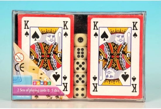 Amigo Speelkaarten 2 sets met 5 dobbelstenen