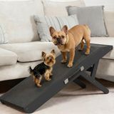 PriorPet Hondenloopplank - Hondentrap voor Grote en Kleine Honden - Instelbaar 18-53 cm - Berkenhout - Gitzwart