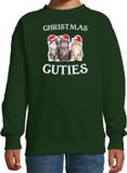 Bellatio Decorations Katten Kittens Kersttrui sweater - Christmas cuties - groen - maat 110/116