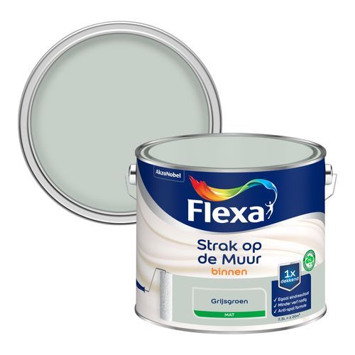 FLEXA Strak op de Muur mat grijsgroen 2,5L