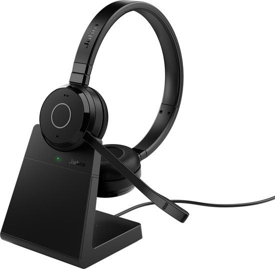 Jabra Evolve 65 TE Headset - Black - USB Type-A - Bluetooth - Charging Stand
