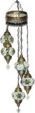 Sultanlights Oosterse mozaiek hanglamp - Groen - Hoogte 97cm - Breedte 20cm - Diameter bol(len) 13,5cm