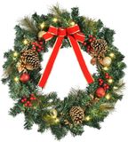 HOMCOM Kerstkrans 60x60cm PVC Groen met LED en Decoratie