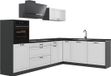 Vicco Hoekkeuken R-Line, Wit landelijk/Antraciet, 287 x cm antraciet werkblad