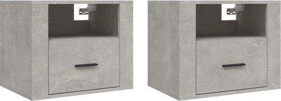 vidaXL Nachtkastjes - Set van 2 - Wandgemonteerd - Betongrijs - 50x36x40 cm