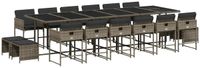 vidaXL 17-delige Tuinset met Kussens Poly Rattan Grijs