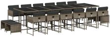 vidaXL Ensemble de jardin 17 pièces en polyrotin gris avec coussins