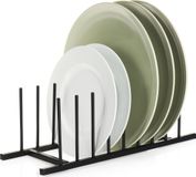 COM-FOUR® afdruiprek voor borden - bordenhouder van metaal - stabiel afdruiprek - moderne keukenorganizer - nobele vaatdroger - pannendekselhouder (1x zwart - metaal)
