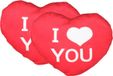 Merkloos / Sans marque Krüger Sierkussentje Valentijn/I Love You - 2x - hartjes vorm - rood - 12 cm