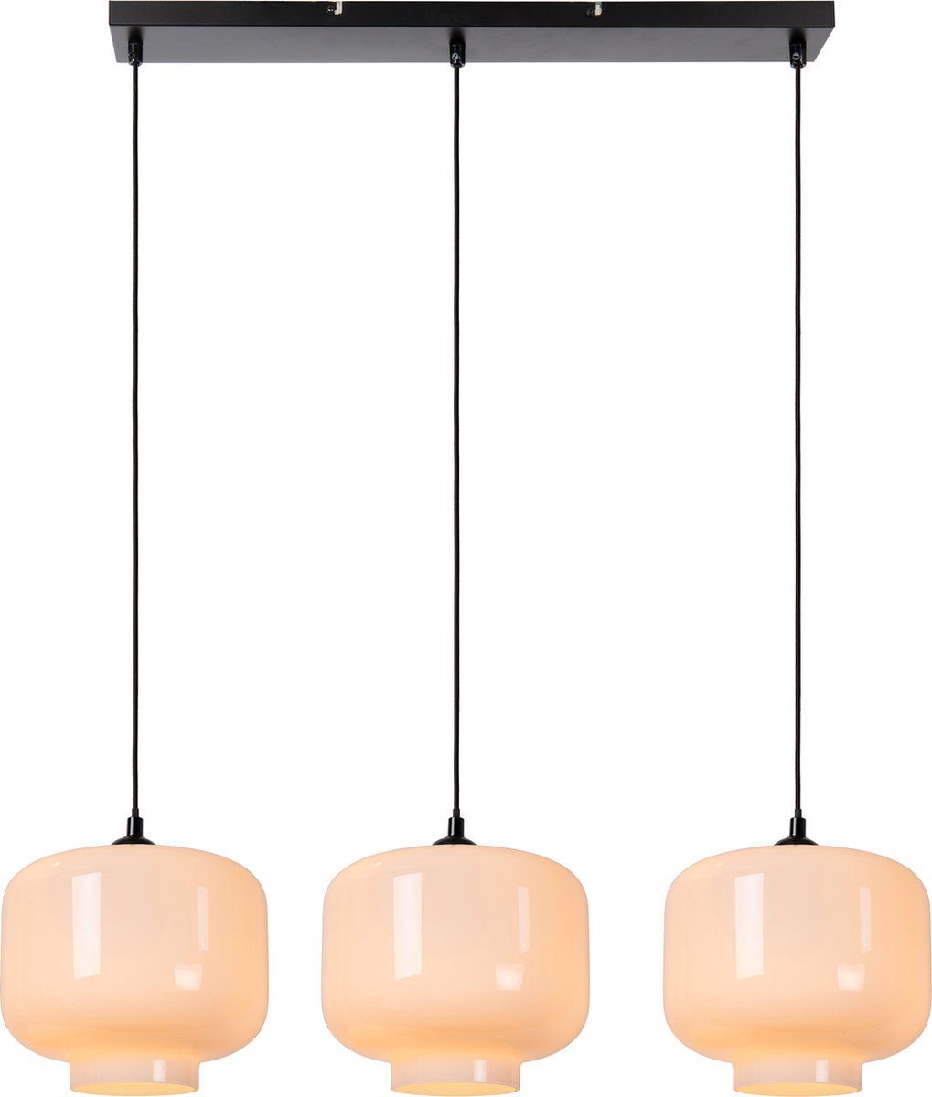 Lucide MEDINE - Hanglamp - 3xE27 - Opaal - Zwart