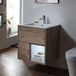 Hudson Reed Meuble de salle de bain - Plan de lavabo simple - Avec niche - 60 cm - Suspendu - Chêne clair moderne - Avec LED