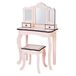 Teamson Kids Houten Kaptafel Kinderen - Tafel en Stoel Set - Roze/Zwart