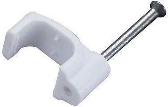 Kabelklemmen met spijker voor platte kabels tot 8 x 5 mm - 100 stuks / wit
