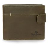 Pepe Jeans Staple Horizontale portemonnee met kliksluiting, groen, 11 x 8,5 x 1 cm, leer