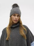 VERO MODA VMSIA CABLE POM POM BEANIE GA - Damen - Kopfbedeckung - Dunkelgrau meliert - Einheitsgröße - Polyester