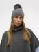 VERO MODA VMSIA CABLE POM POM BEANIE GA - Damen - Kopfbedeckung - Dunkelgrau meliert - Einheitsgröße - Polyester