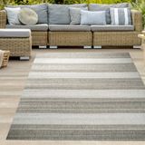 Tapis de cuisine Sisaloptiek, Design moderne, Tapis de sol étroit, Tissé plat, Rayé, Gris, 200 x 290 cm