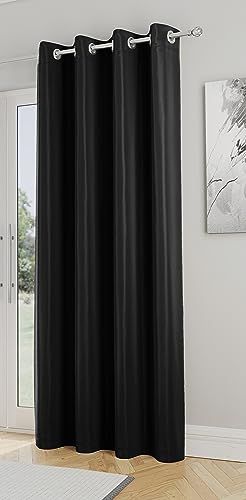 Enhanced Living Nightfall Black Thermal Blockout Single Eyelet Door Curtain - 66 x 84 inch