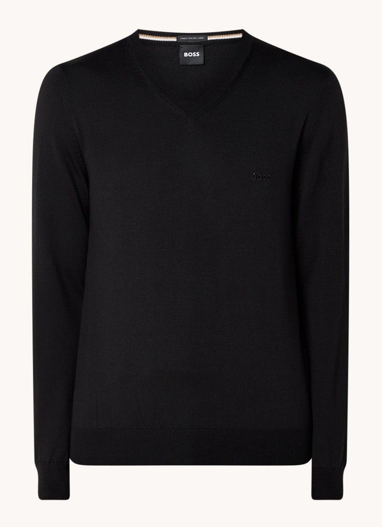 HUGO BOSS Baram Fine Knit Wool V-Neck Pullover