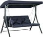 Outsunny Hollywood schommel 3-zits, schommelbank met verstelbaar zonnedak, tuinschommel met kussen, draagvermogen tot 270 kg, metaal, texteline, donkerblauw, 198 x 118 x 168 cm