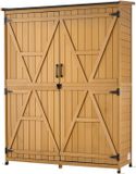 Vevor Houten Tuinschuur, Gereedschapsschuur met Afsluitbare Deuren & Schuin Dak, Tuinschuur incl. Planken & Vloer, Gereedschapsschuur, Gereedschapskast voor Terras, Tuin, Gazon, 121x43x162,5 cm