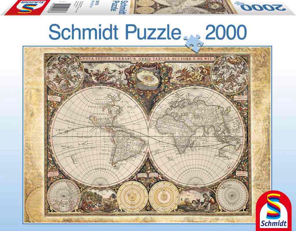 Schmidt Historische Wereldkaart - Puzzel - 1000 stukjes - Unisex