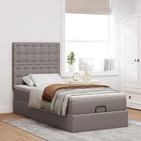 VidaXL Bed poef met matras en LED's 90x200 cm stof taupe