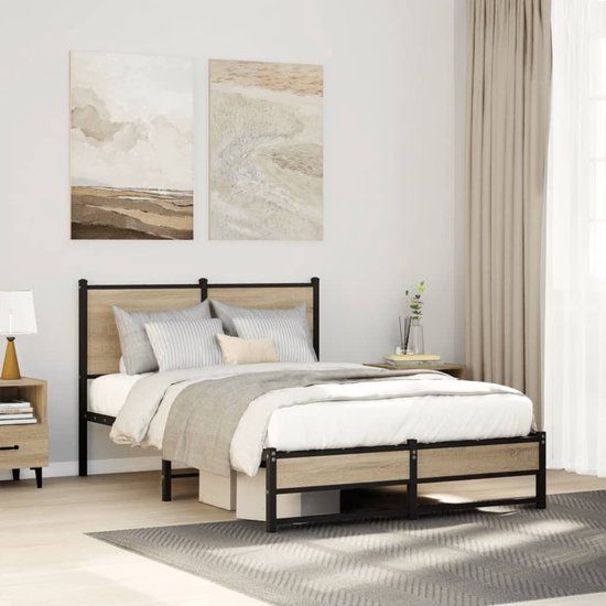 vidaXL Bedframe Metaal Sonoma Eikenkleurig 120x200 cm