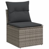 VidaXL 10-delige Loungeset met Kussens Poly Rattan Grijs