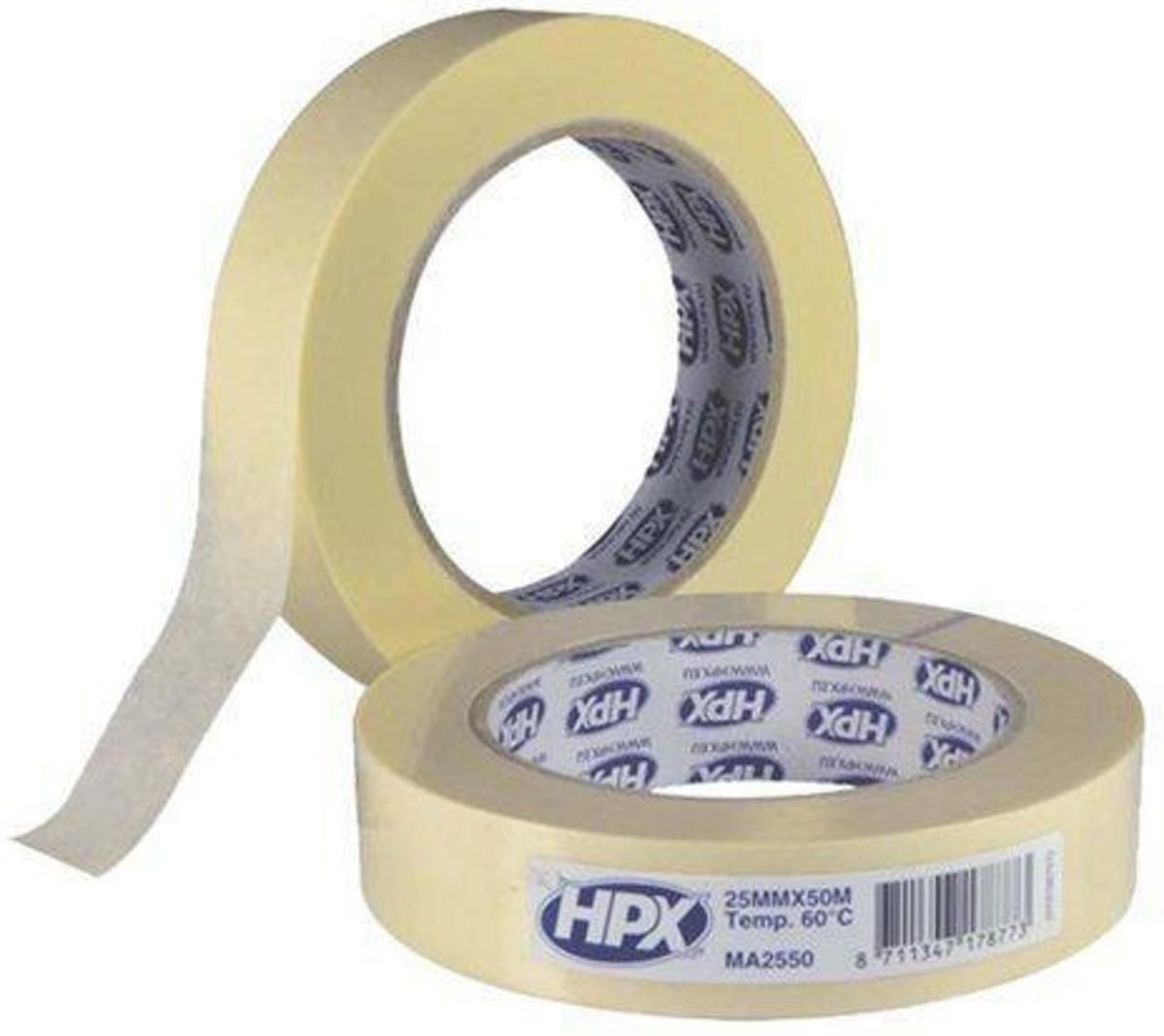 HPX Afplaktape masking tape 50 mm x 50 m creme