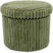 Home & Styling Poef - olijfgroen - 52 x 32 cm - mdf/polyester - hocker - opbergbox - opvouwbaar - rond - max 80 kilo