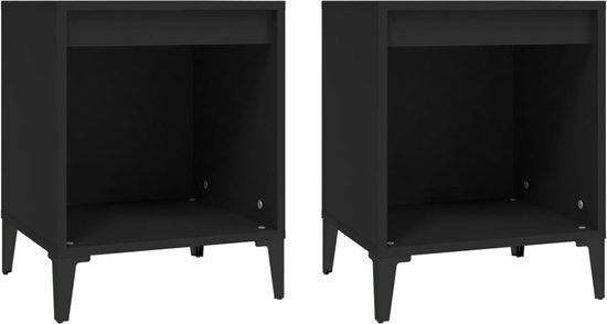 vidaXL Nachtkastjes 2 stuks Zwart Hout 40x35x50 cm