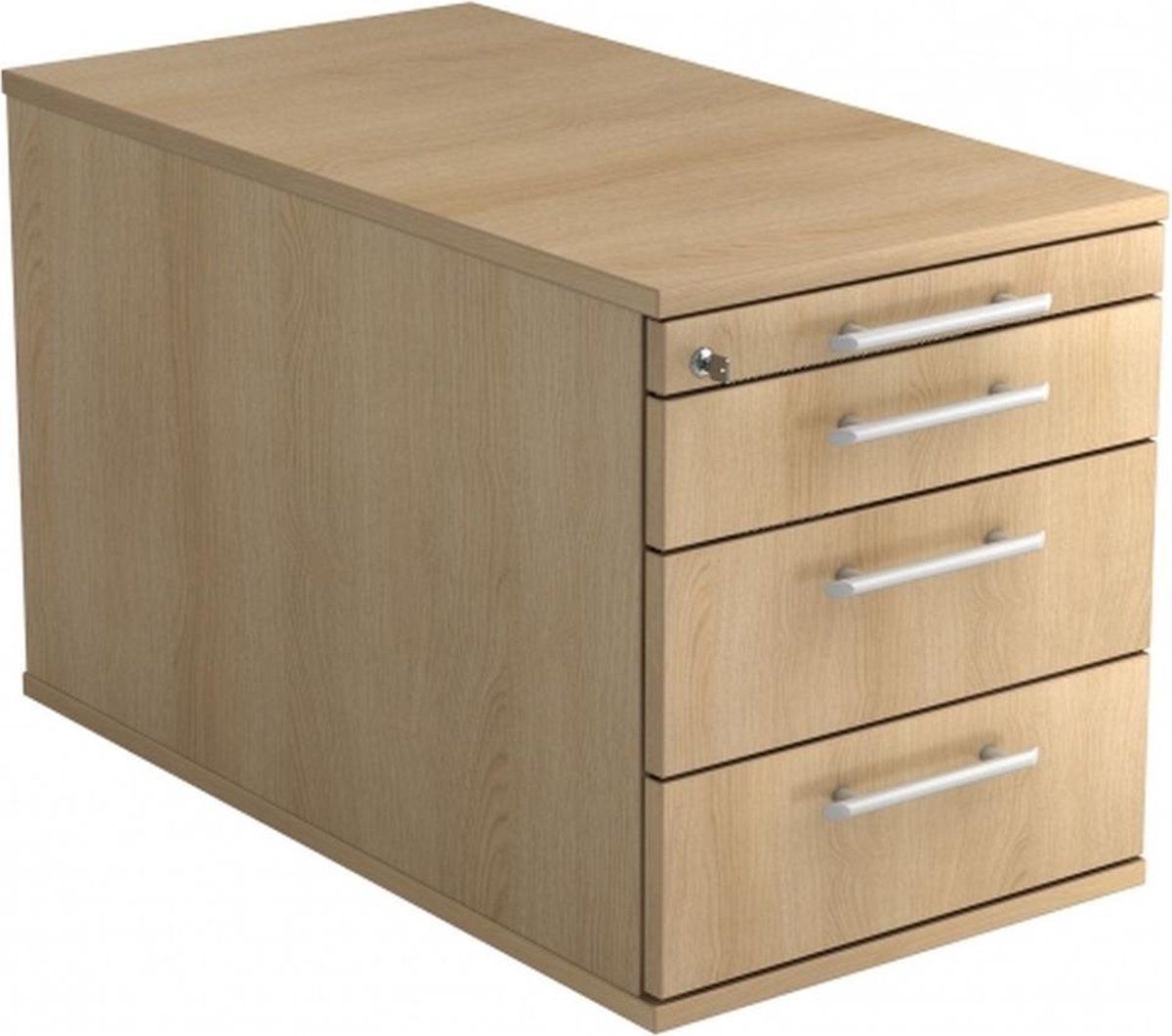 hjh OFFICE PRO Ladeblok - 3 Lades - Verrijdbaar - Eik - 42,8 x 80 x 51,2 cm - Signa Tc30 RE