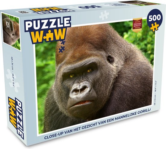 MuchoWow Puzzel Close-up van het gezicht van een mannelijke gorilla - Legpuzzel - Puzzel 500 stukjes - Sinterklaas cadeautjes - Sinterklaas voor grote kinderen