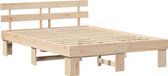 vidaXL Bedframe met hoofdeinde, Naturel, 150 x 200 cm, Massief grenenhout