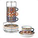 Set de 4 tasses à expresso empilables avec soucoupes et support