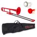 pBone kunststof trombone rood met tas en mondstuk