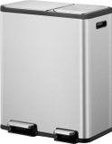 EKO ecocasa 1 pedaalemmer 30+20 liter - stainless steel polypropyleen - mat rvs - prullenbak