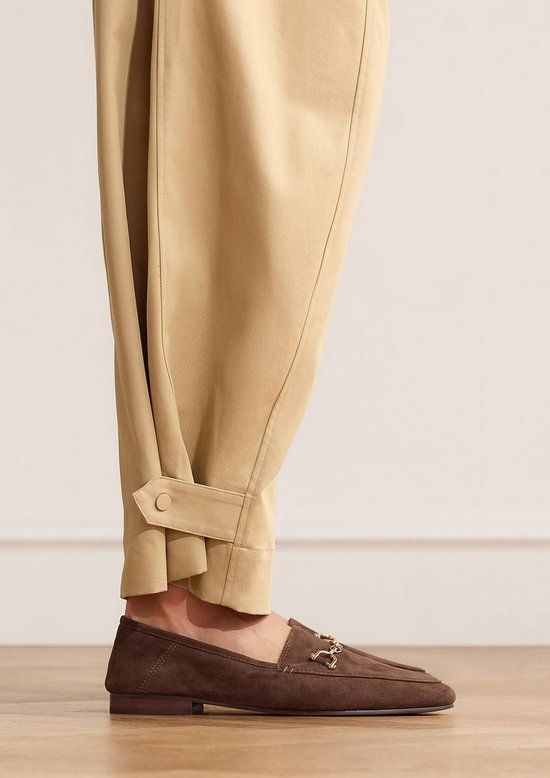 Manfield Dames Bruine Suède Loafers Maat 41