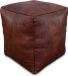 Poufs&Pillows Leren poef (XL) - Donkerbruin - Vierkante poef - Handgemaakt en uniek - Gevuld geleverd
