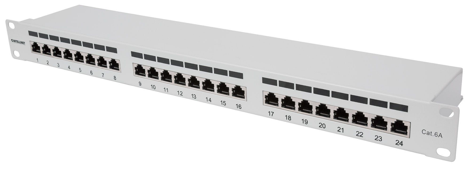Intellinet Patchpaneel, Cat6a, FTP, 24-poorts, 1U, afgeschermd, grijs