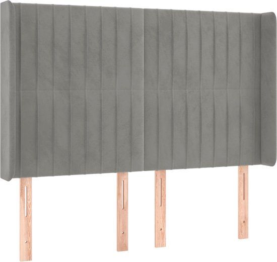 vidaXL Hoofdbord met randen 147x16x118/128 cm fluweel lichtgrijs