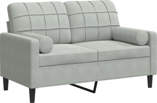 vidaXL Tweezitsbank met sierkussens 120 cm fluweel lichtgrijs