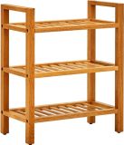 vidaXL Schoenenrek met 3 schappen - 50x27x60 cm - Massief Eikenhout - Bruin
