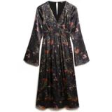 Superdry Jacquard Midi-jurk met wijduitlopende mouwen - Dames - Jurken - Viscose - UK12-EU40 - Alpine Lake Black