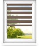 Fart Produkt time4blinds - Dubbele Rolgordijnen Zonder Boren - Zebra-Rolgordijnen voor Ramen en Deuren - om te Plakken, met Aluminium Cassette, Lichtdoorlatende Stof - Walnoot, 1200x1500, Links